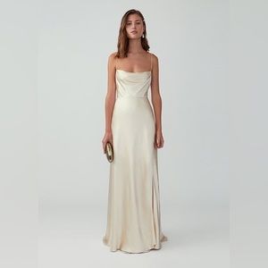 Floor length champagne gown